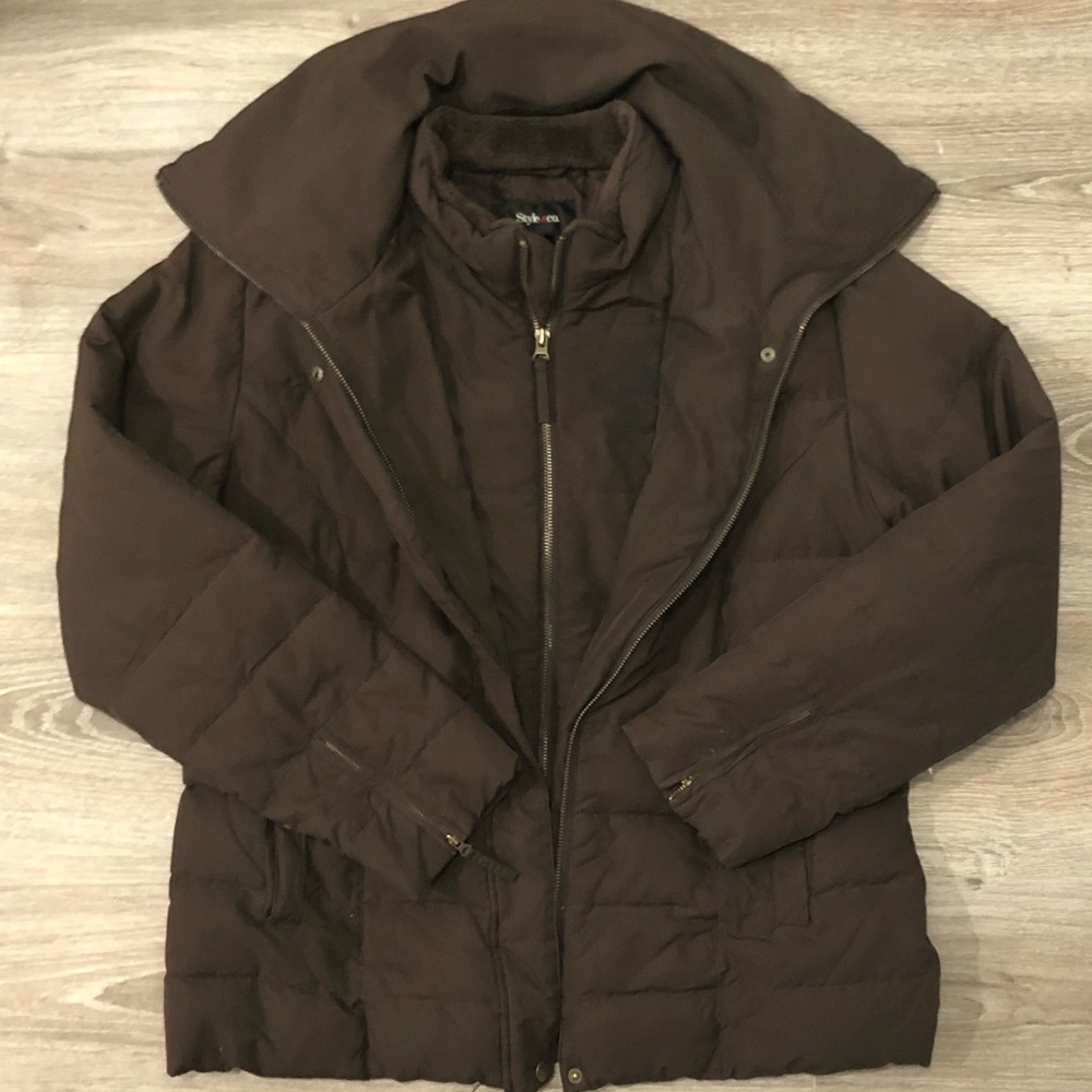 Sold Style & CO Dark Brown Puffer Jacket (Medium)